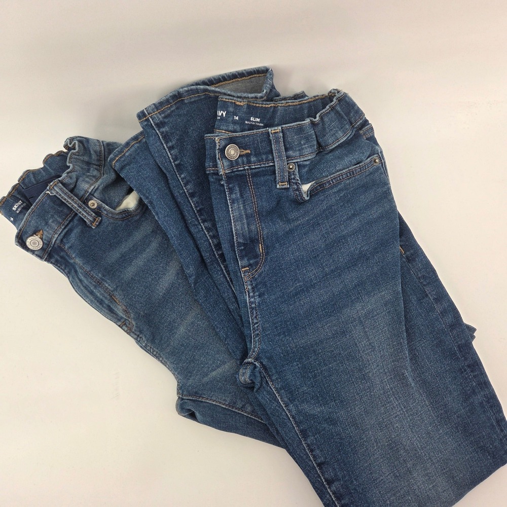 Old Navy Skinny Slim Jeans Size 14 Blue Denim Lot‎ Built-In Flex Tough School